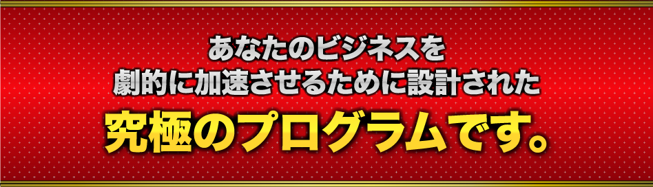 あなたのビジネスを劇的に加速させるために設計された究極のプログラムです。